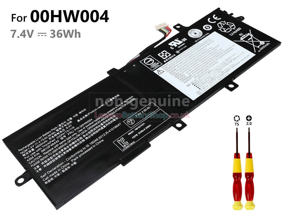 Replacement battery for Lenovo 00HW005
