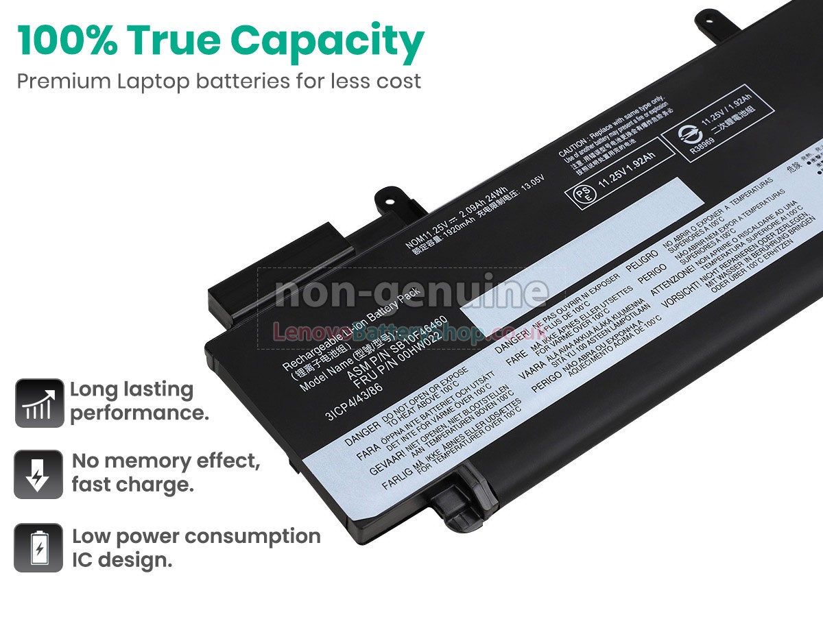 Replacement battery for Lenovo SB10F46460