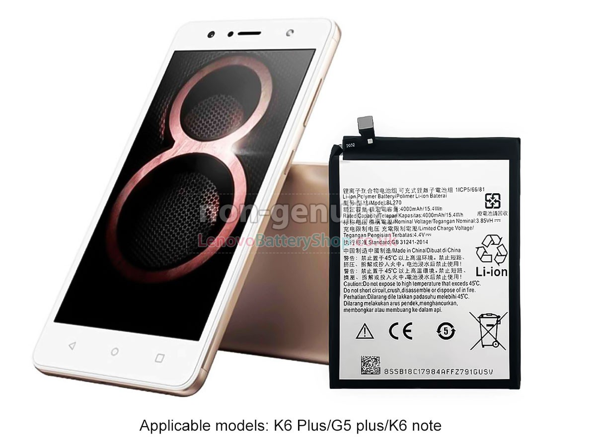 Replacement battery for Lenovo VIBE K6 PLUS