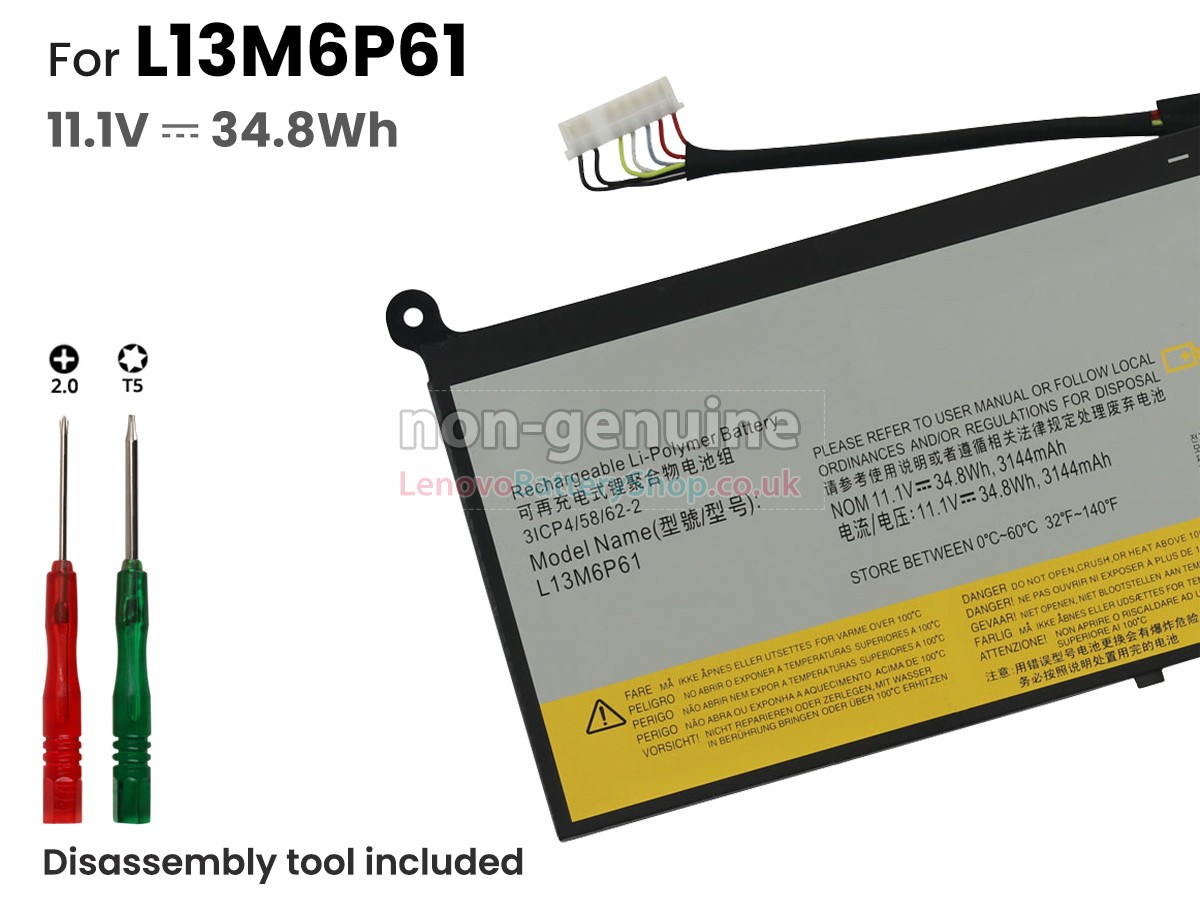 Replacement battery for Lenovo L13L6P61