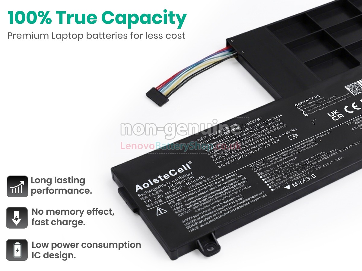 Replacement battery for Lenovo L15L2PB1(2ICP6/55/90)