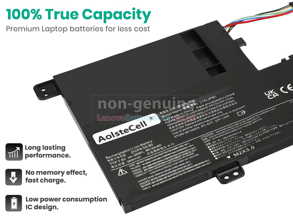 Replacement battery for Lenovo L15L2PB1(2ICP6/55/90)