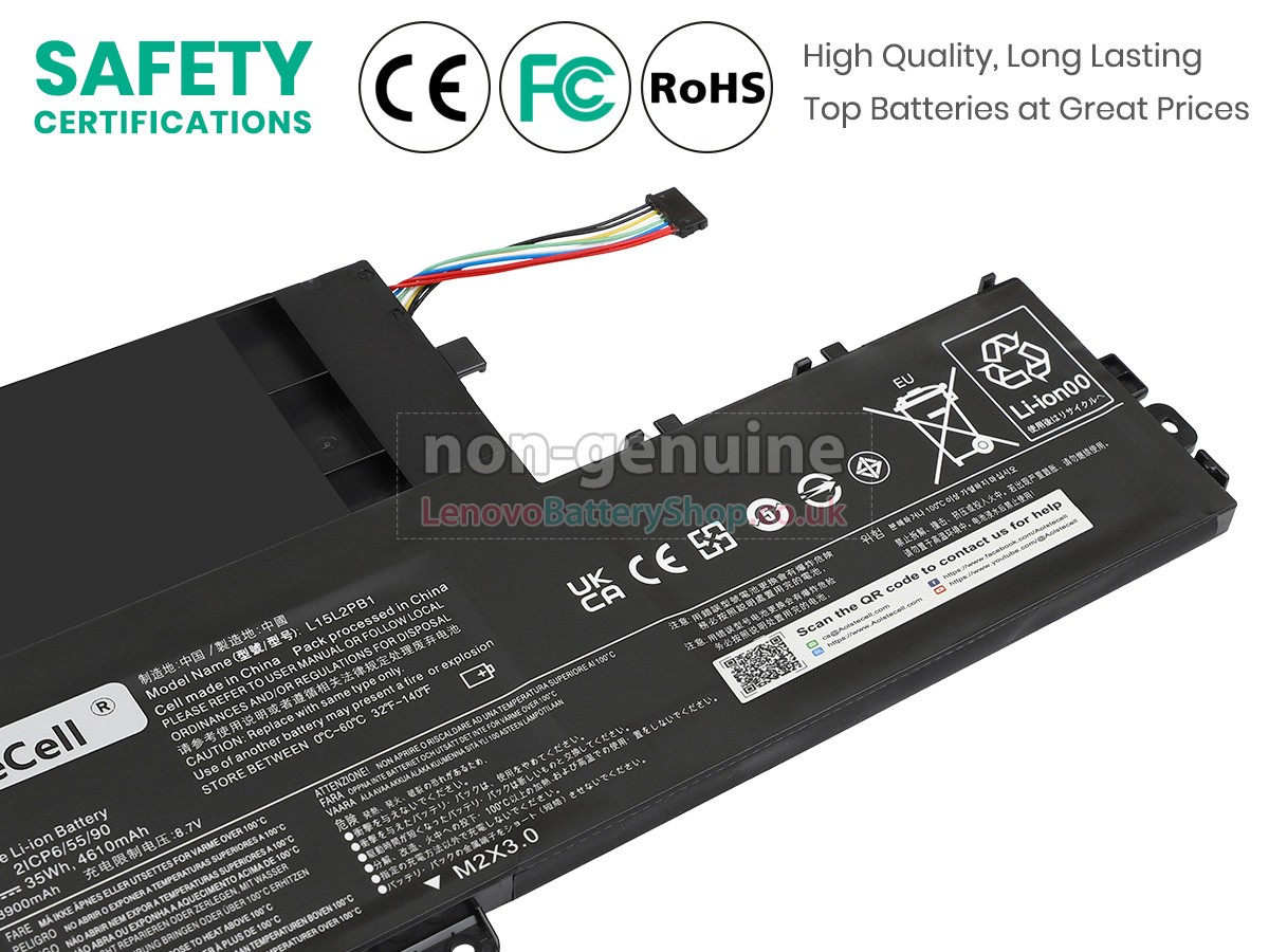 Replacement battery for Lenovo L15L2PB1(2ICP6/55/90)