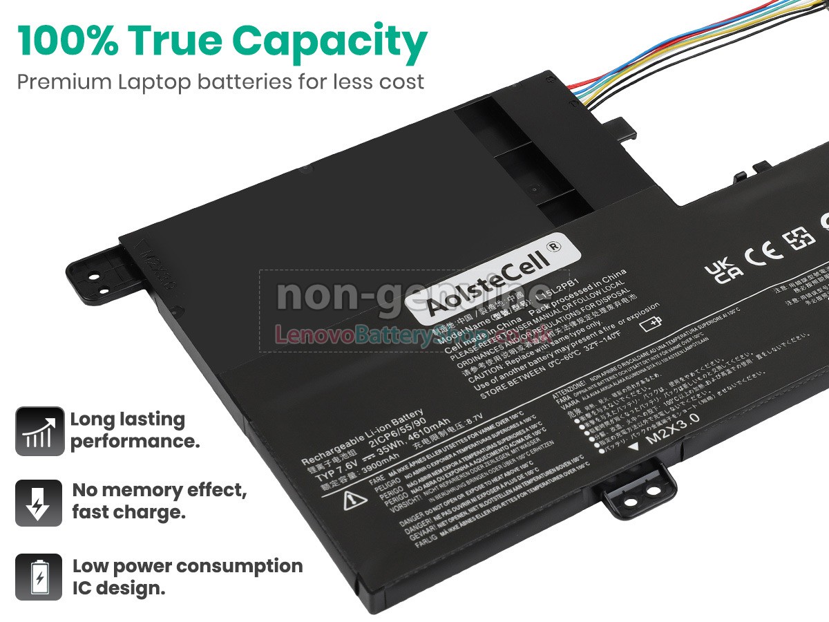 Replacement battery for Lenovo L15L2PB1(2ICP6/55/90)