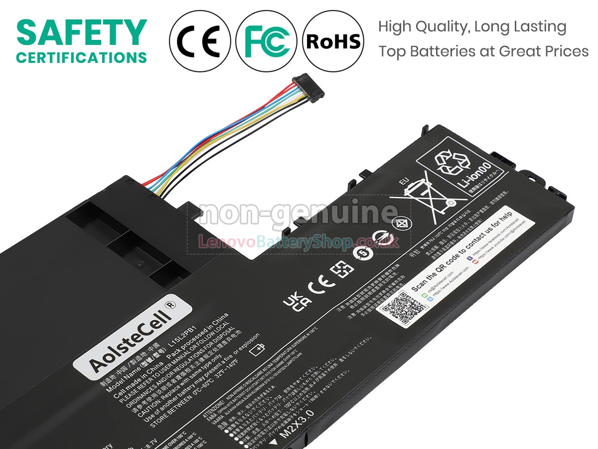 Replacement battery for Lenovo L15L2PB1(2ICP6/55/90)