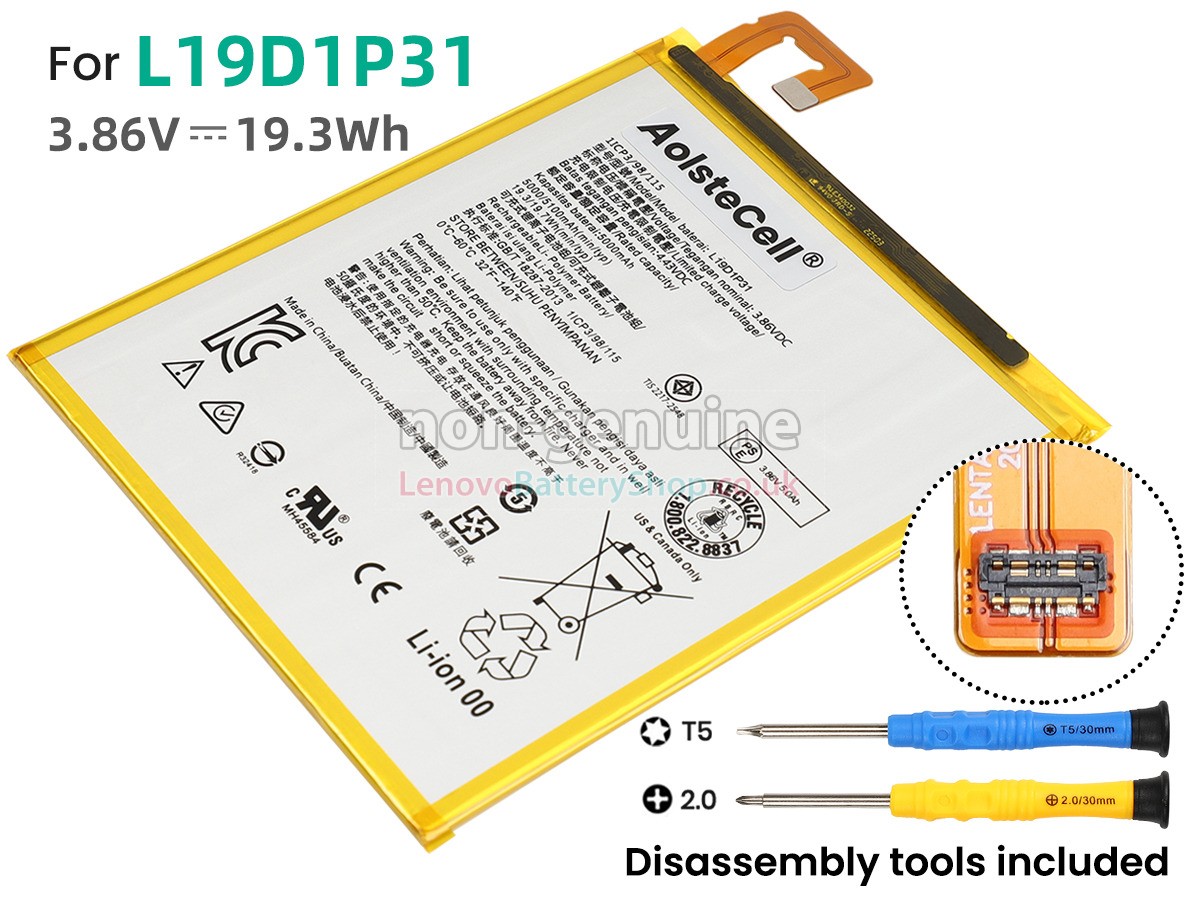 Replacement battery for Lenovo L19D1P31