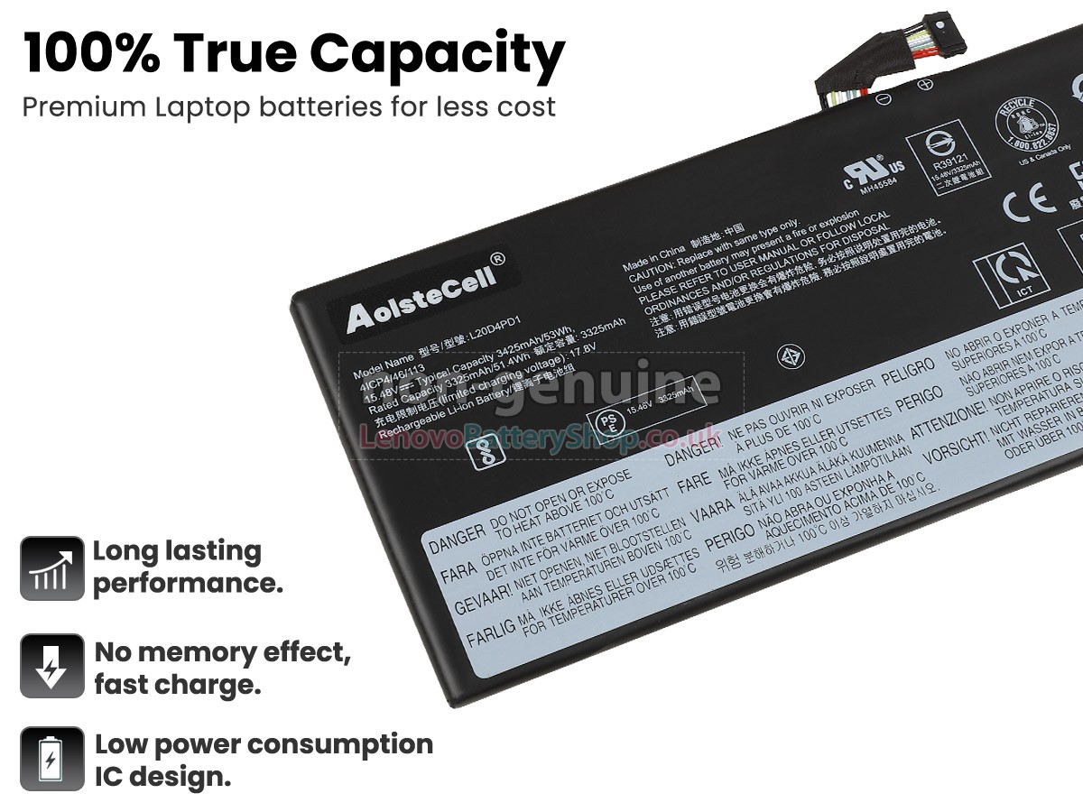 Replacement battery for Lenovo L20D4PD1