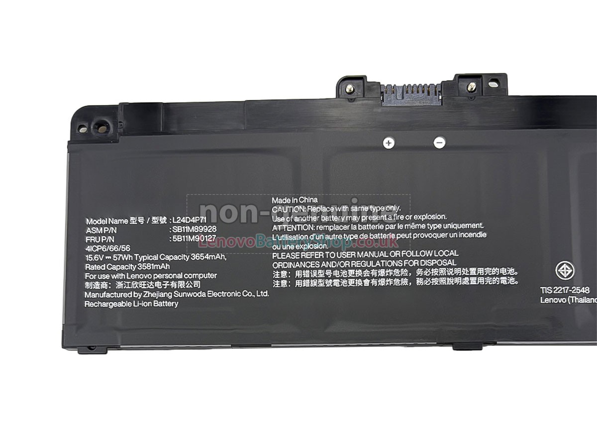 Replacement battery for Lenovo 5B11M90127